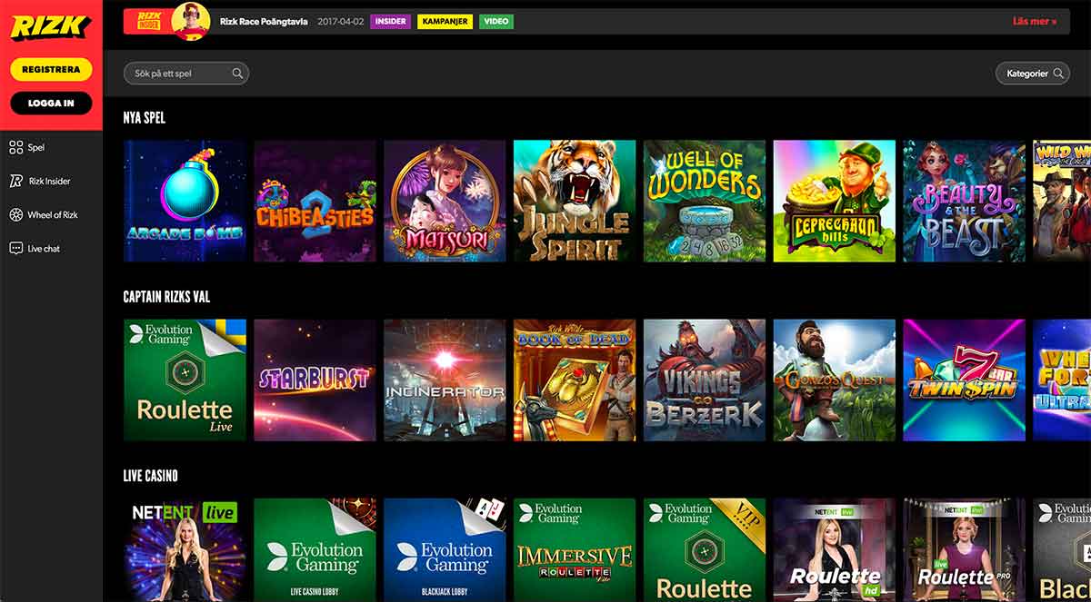 Rizk Casino screenshot